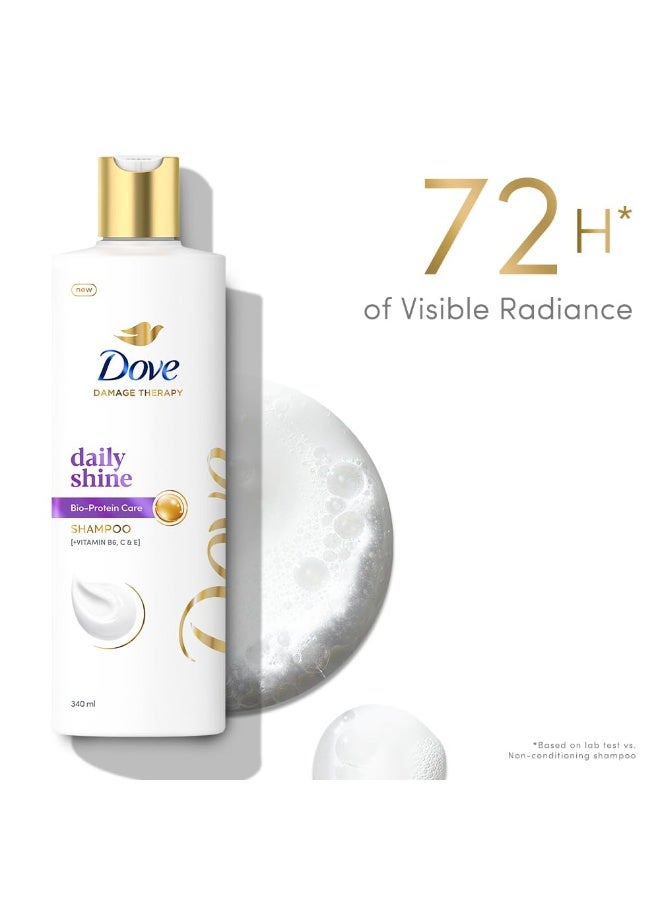 Dove Daily Shine Shampoo 340 ml|| For Dry and Damaged|| Strengthening Shampoo Gives Smooth and Strong Hair - Mild for Men & Women - Image 2